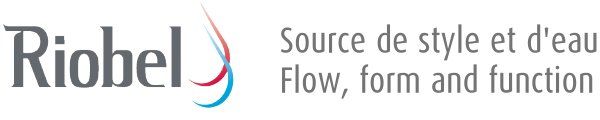 Logo Riabel avec le texte « Source de style et d'eau » et « Flow, form and function ».