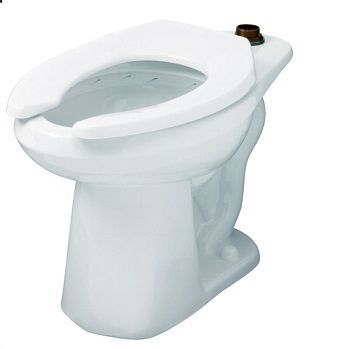Toilettes en porcelaine blanche avec siège blanc ouvert et soupape de chasse d'eau sur le dessus.