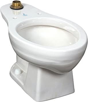 Cuvette de toilette en porcelaine blanche, montrant la cuvette, la base et le mécanisme de chasse d'eau.