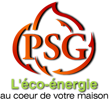 PSG logo: orange flame-like shape encircles PSG letters. Green text reads 