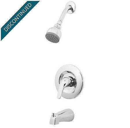 Ensemble de robinetterie de douche chromée ; comprend pommeau de douche, vanne et bec.