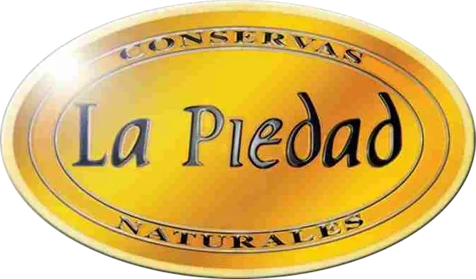Un logotipo ovalado de color dorado con el texto 