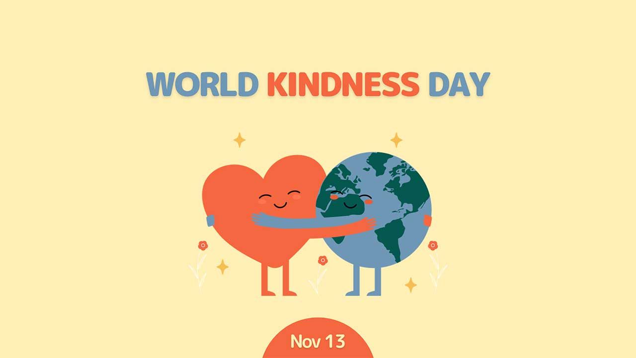 A graphic of a heart hugging the planet for World Kindness Day