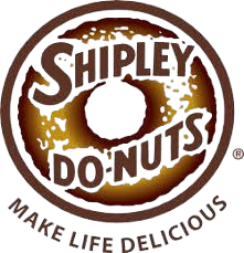 Shipley Do-Nuts logo: a brown donut with brown text inside,