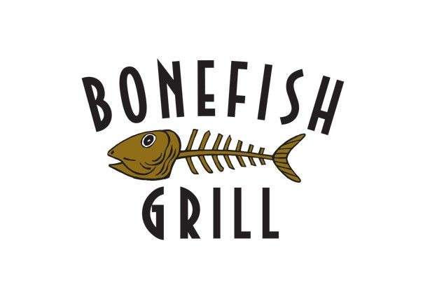 Bonefish Grill logo with a stylized fish skeleton in brown.