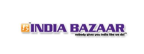 India Bazaar logo: Purple text on white background with a small graphic and the tagline