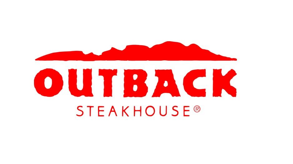 Outback Steakhouse logo with red text and mountain-like shape.