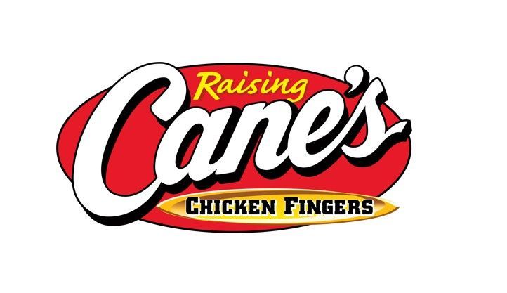 Raising Cane's logo: red oval with