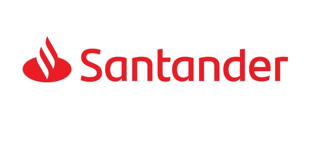 Santander bank logo with a red flame-like shape and the word