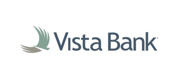 Vista Bank logo with stylized bird and text.