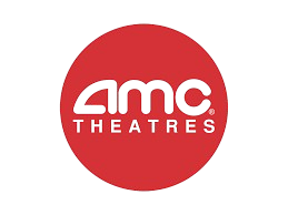 AMC Theatres logo, white "AMC" and "THEATRES" text in a red circle.
