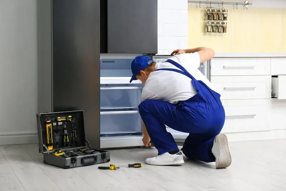 Professional Repair Technician Fix a Refrigerator in a Kitchen — Eurocoast Appliance Service In Morisset, NSW