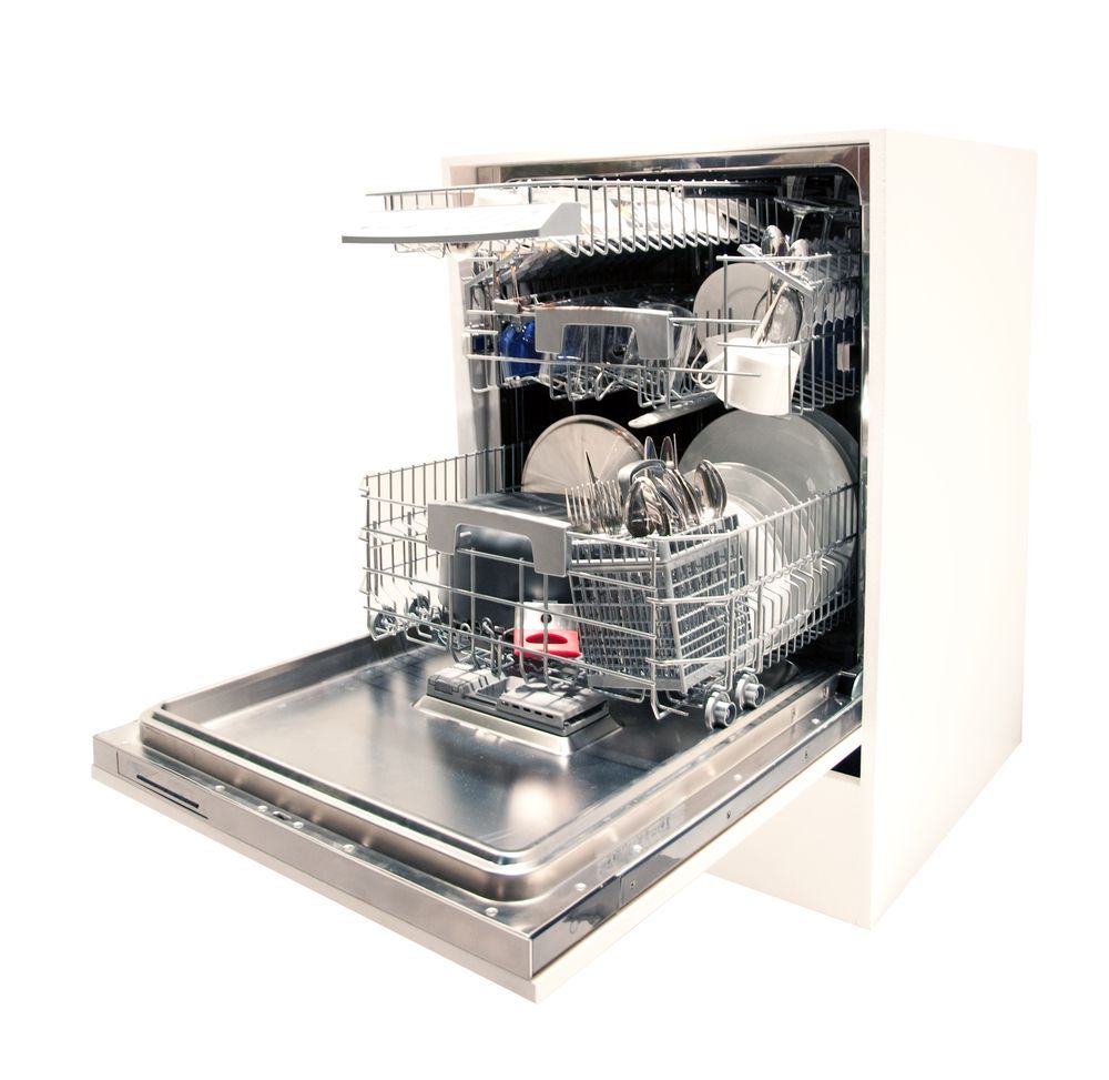 White, Front-loading Dishwasher With Its Door Open — Eurocoast Appliance Service In Gosford, NSW