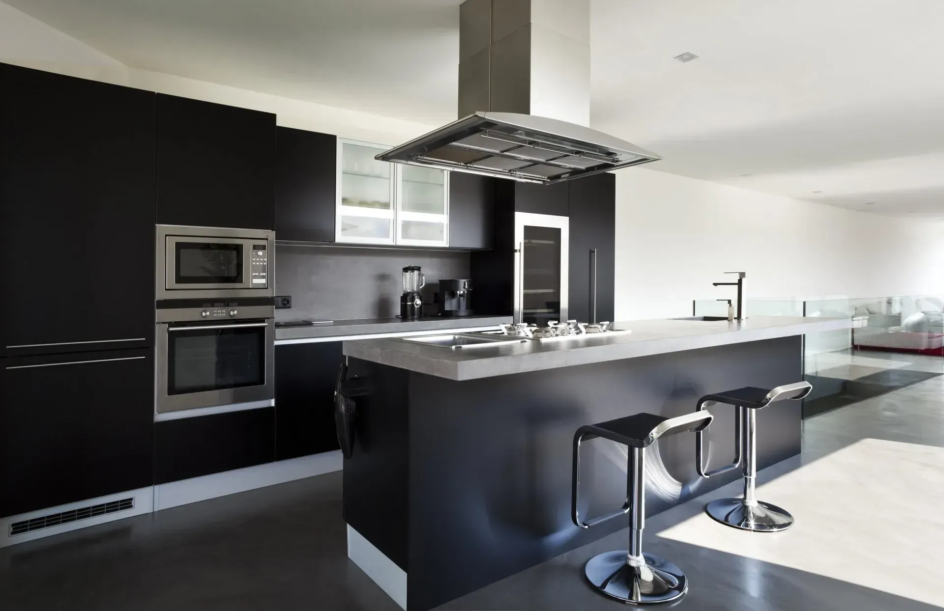 Modern Kitchen With Matte Black Cabinetry — Eurocoast Appliance Service In Tuggerah, NSW