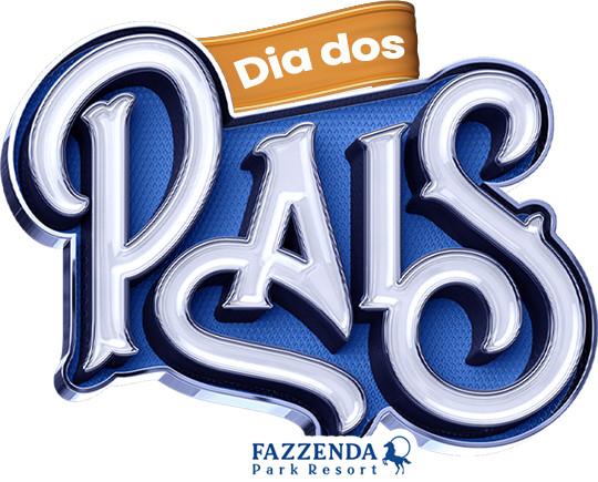 Logo “Dia dos Pais” em azul e laranja, com a marca Fazenda Parque Resort abaixo.