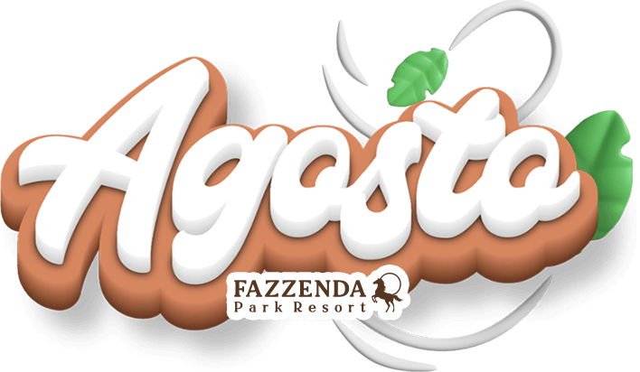 Logotipo da Agosta em laranja e branco com folhas verdes, apresentando o texto Fazzenda Park Resort.