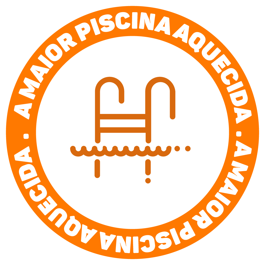 Purple circular logo with swimmer icon and text “A MAIOR PISCINA AQUECIDA.”