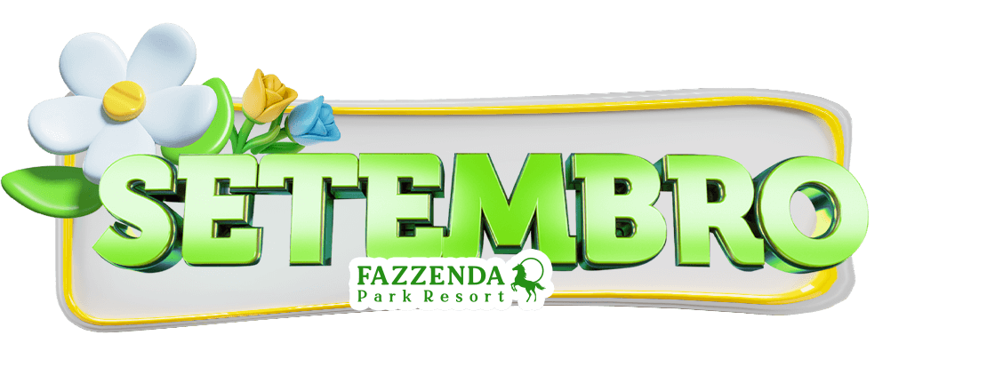 Logo verde e amarelo de “Setembro”, com flores brancas e texto “Fazenda” abaixo