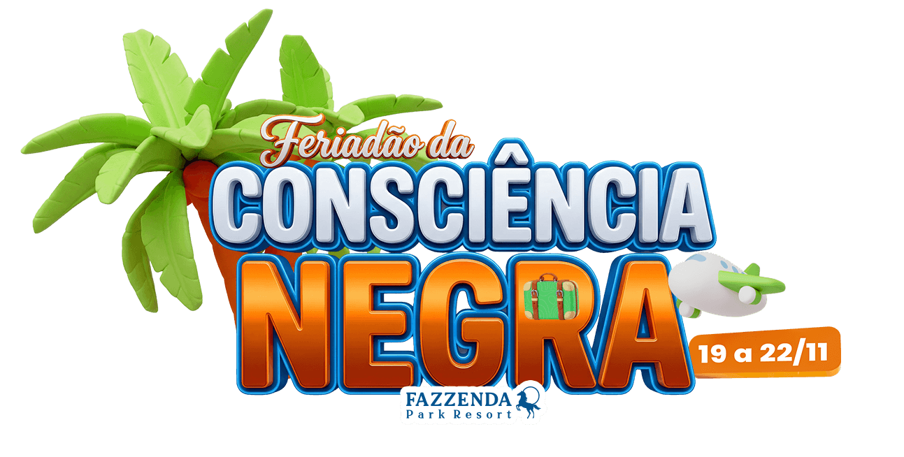 Logo colorido da Feira de Consciência Negra com folhas verdes e datas 19 a 22/11