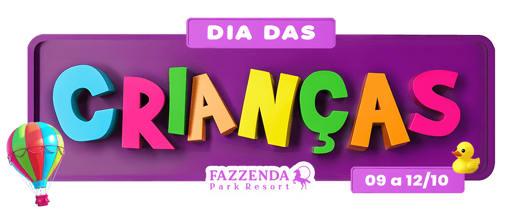 Banner roxo do Dia das Crianças com balões coloridos e data 08 a 12/10