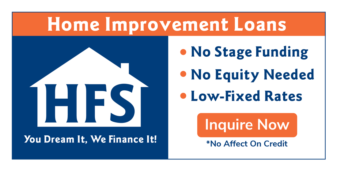 HFS advertisement for home improvement loans featuring benefits like low-fixed rates and no equity required.