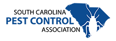 South Carolina Pest Control Association logo with South Carolina outline and bug icon.