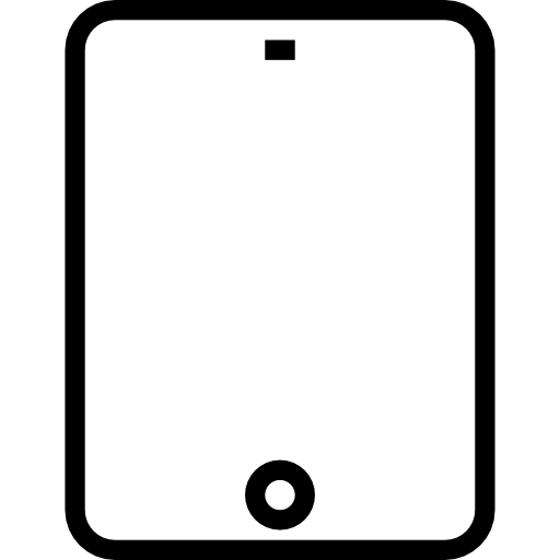 Tablet device icon with a home button.
