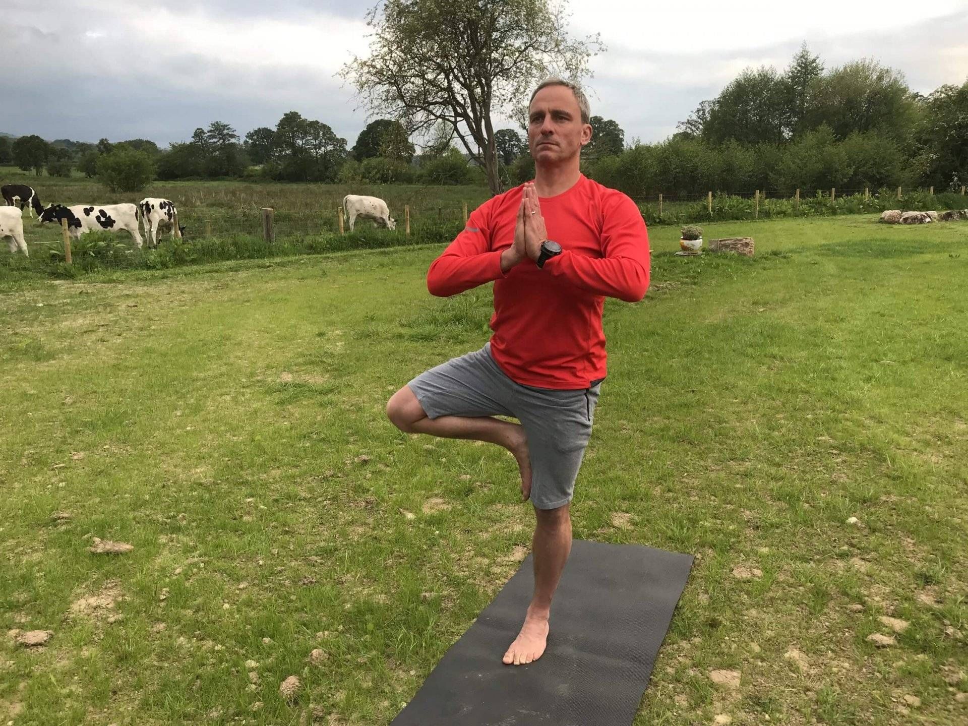 Tree pose for ballance and back pain. Yoga in Cookham