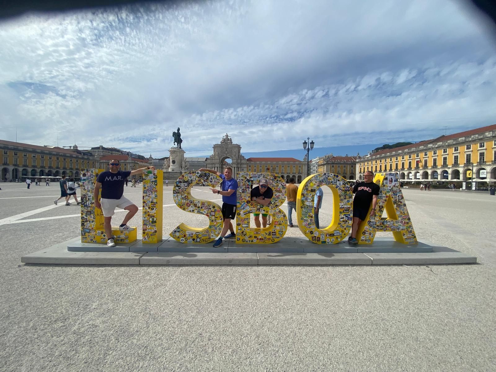 Group of friends together for a weekend away in Lisbon.