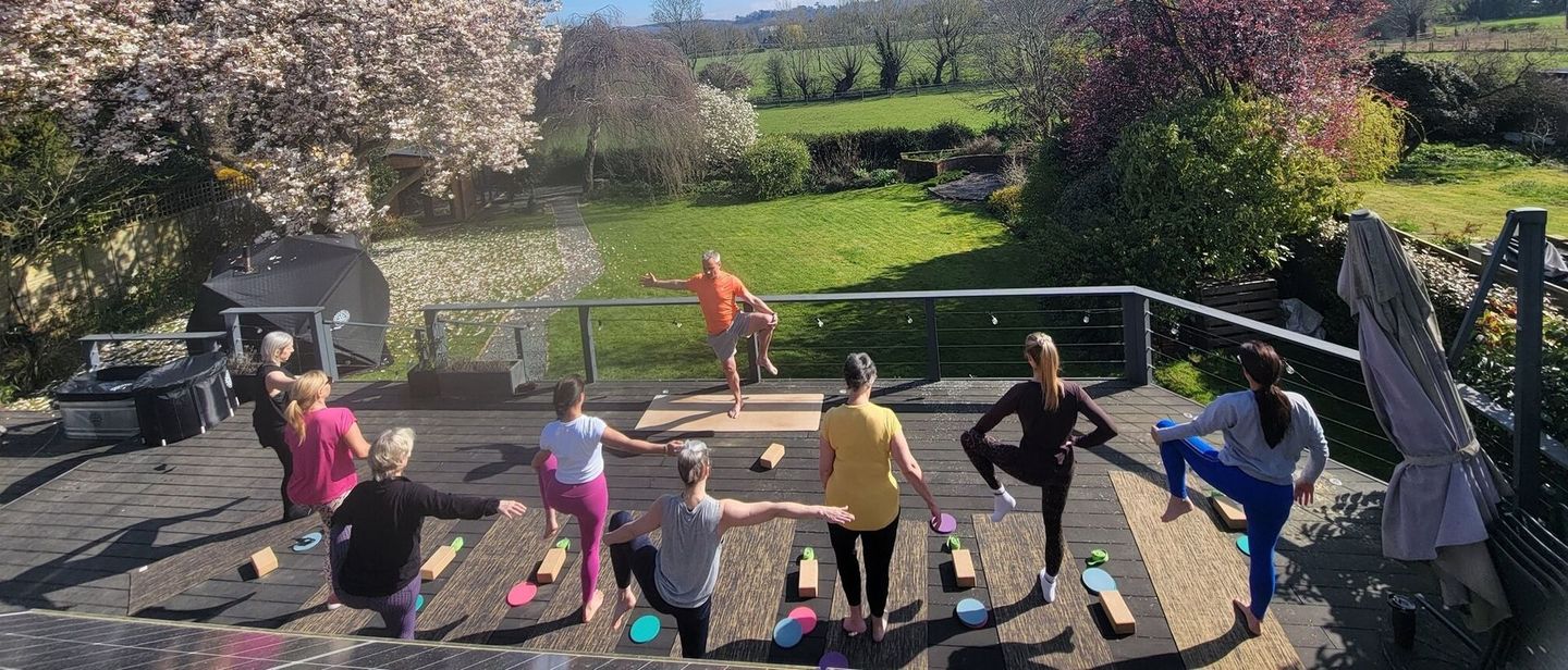 Yoga outside at our home in Cookham