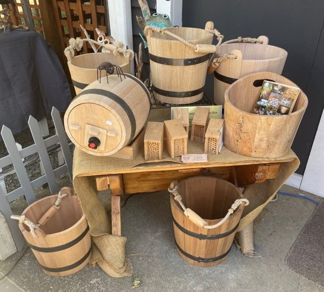 Ian McKenzie wooden buckets and mason bee houses for sale