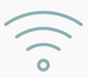 Un icono azul de una señal wifi con un círculo en el medio.