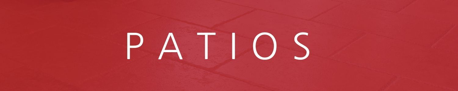 White “PATIOS” text on a red background