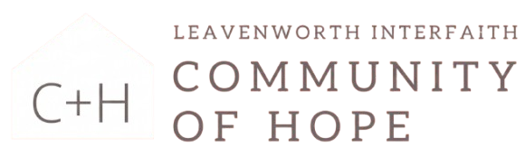 Leavenworth Interfaith Community of Hope logo with “C+H” in gray and tan text on a light background