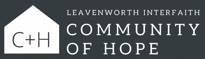 Leavenworth Interfaith Community of Hope logo on a dark background with a white house icon and C+H text