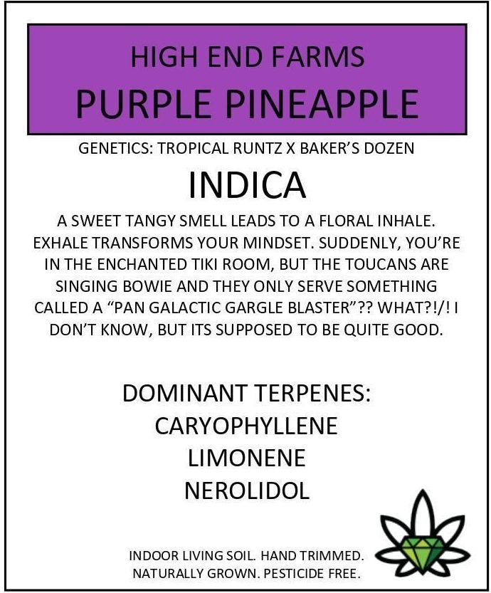 Cannabis product label for 