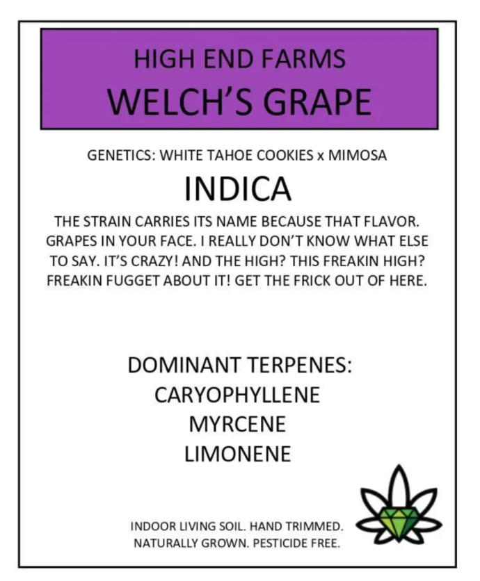 Cannabis strain label: 