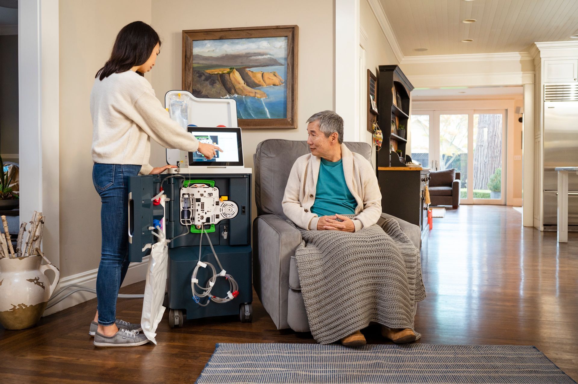 a patient receiving an at-home hemodialysis treatment provided by Vitality Dialysis
