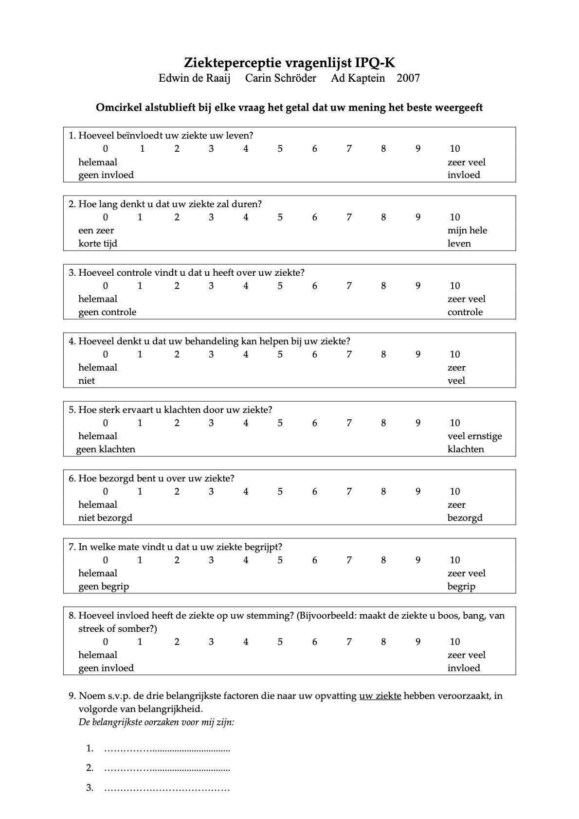 Een wazig, in grijstinten gescand formulier met meerdere vragen in kaders en handgeschreven antwoorden.