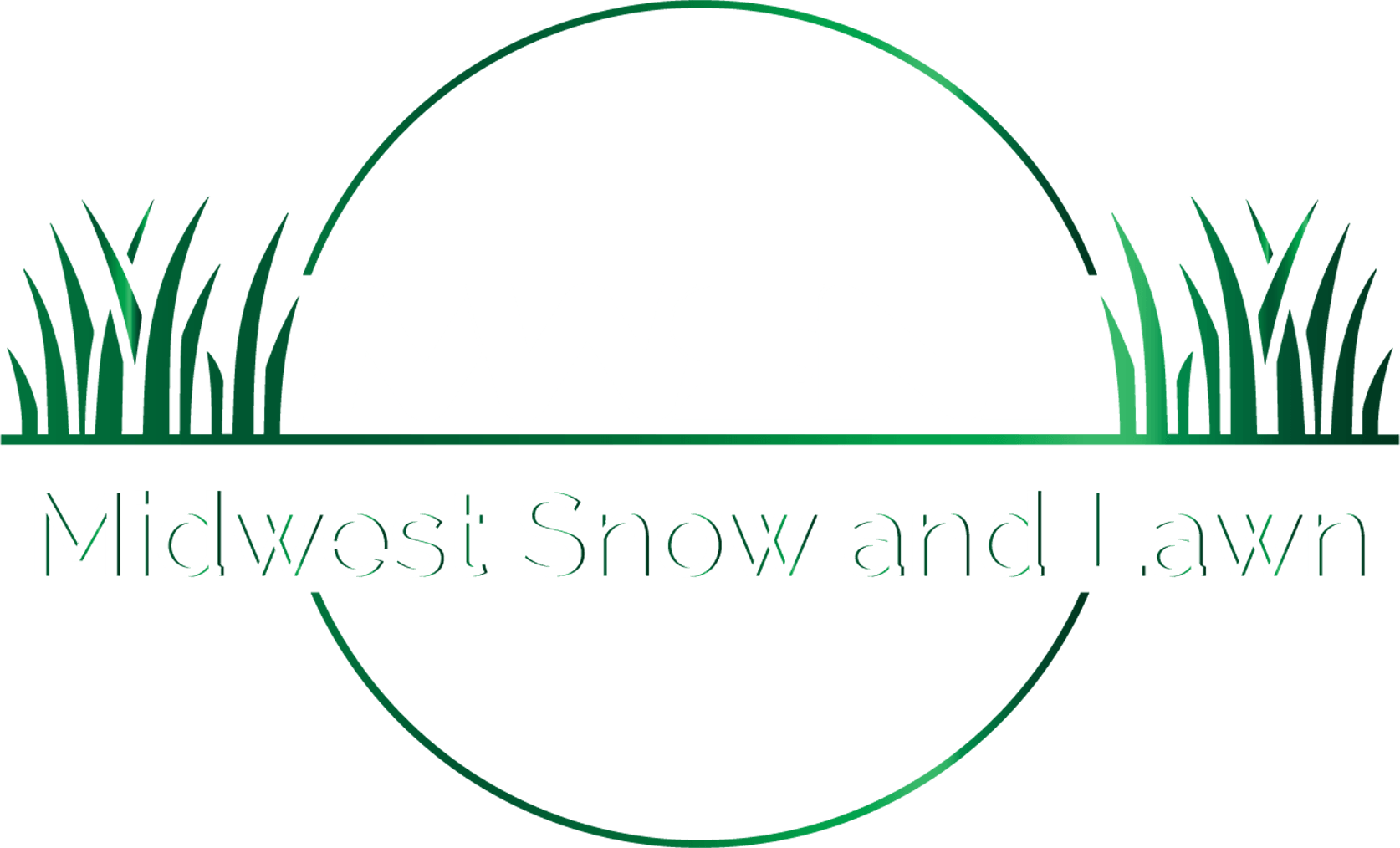 Logo for Midwest Snow and Lawn with green circle and grass graphics