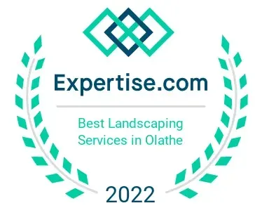 Expertise.com award badge with teal laurel wreath, reading “Best Landscaping Services in Olathe” and “2022”
