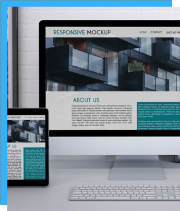 Website mockup on a computer monitor and tablet, showing an 