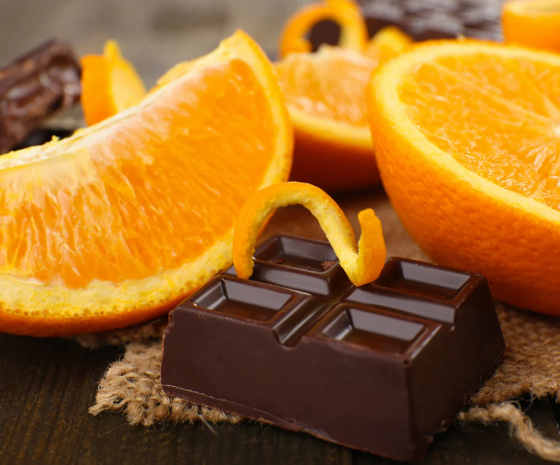 Natuurlijke chocolade-sinaasappelsmaak