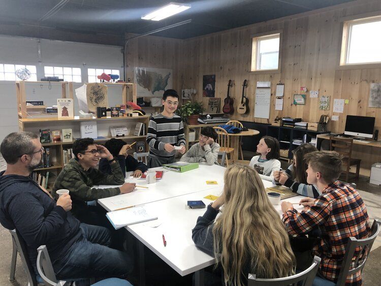 Montessori students working in the classroom