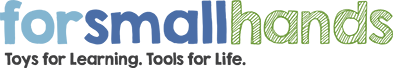 ForSmallHands logo with blue and green text and the tagline “Toys for Learning. Tools for Life.”