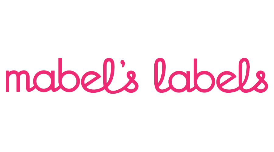 Pink “mabel’s labels” logo on a white background