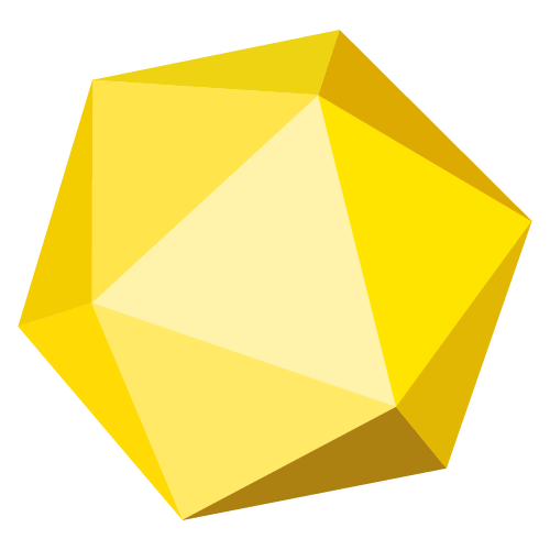 Icosaedro geométrico amarillo, isokon