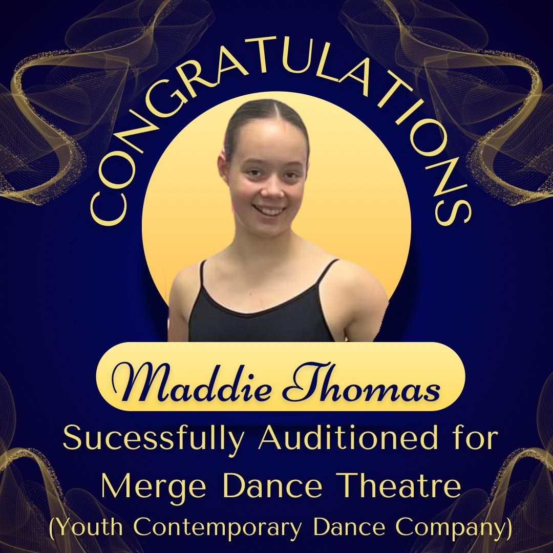 Congratulations graphic. Maddie Thomas in a photo, text reads