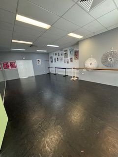 Dance studio with tarkett floor, ballet bar