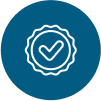 A blue circle with a white check mark inside of it.